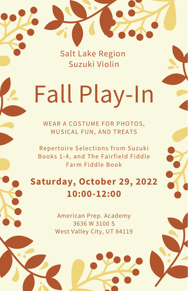 Salt Lake Violin Region Fall Play-In